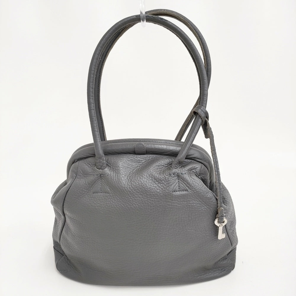 soutiencollar しっくりバッグ レザー がま口 ハンドバッグ グレー レディース ステンカラー【中古】5-1203G♪ soutiencollar しっくりバッグ レザー がま口 ハンドバッグ グレー