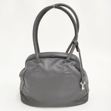 soutiencollar しっくりバッグ レザー がま口 ハンドバッグ グレー レディース ステンカラー【中古】5-1203G♪