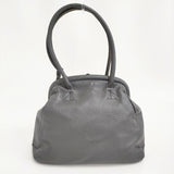 soutiencollar しっくりバッグ レザー がま口 ハンドバッグ グレー レディース ステンカラー【中古】5-1203G♪