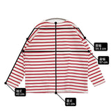 SOSO ソソ ボーダー オーバーサイズ 脇スリット 長袖Ｔシャツ カットソー ロンＴ ホワイト レッド レディース【中古】6-0311M♪