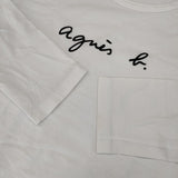 agnes b. ロゴTシャツ 0330S137 サイズ1 長袖Ｔシャツ カットソー ロンＴ ホワイト レディース アニエスベー【中古】6-0224M♪