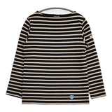 ORCIVAL フランス製 サイズ0 ボーダー ボートネック 長袖Ｔシャツ カットソー ロンＴ ブラック ベージュ レディース オーシバル/オーチバル【中古】6-0224M♪