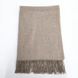 JOHNSTONS OF ELGIN カシミヤ 大判ストール マフラー フリンジ スコットランド製 無地 ストール ベージュ レディース ジョンストンズオブ エルガン【中古】5-1215T◎