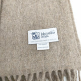 JOHNSTONS OF ELGIN カシミヤ 大判ストール マフラー フリンジ スコットランド製 無地 ストール ベージュ レディース ジョンストンズオブ エルガン【中古】5-1215T◎