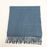 HERMES カシミヤ フリンジストール マフラー オールドエルメス 無地 ストール ブルー レディース エルメス【中古】5-1215T◎