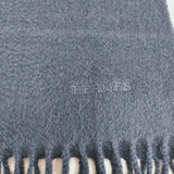 HERMES カシミヤ フリンジストール マフラー オールドエルメス 無地 ストール ブルー レディース エルメス【中古】5-1215T◎