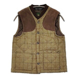 BEAVER 英国製 サイズ34 ウール チェック キルティング スウェード ベスト カーキ レディース ビーバー【中古】5-1219T♪