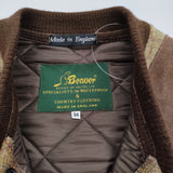 BEAVER 英国製 サイズ34 ウール チェック キルティング スウェード ベスト カーキ レディース ビーバー【中古】5-1219T♪