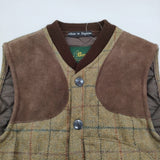 BEAVER 英国製 サイズ34 ウール チェック キルティング スウェード ベスト カーキ レディース ビーバー【中古】5-1219T♪