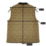 BEAVER 英国製 サイズ34 ウール チェック キルティング スウェード ベスト カーキ レディース ビーバー【中古】5-1219T♪