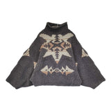 Mauro Grifoni ハイネック ウールニット サイズ16 ポンチョ チャコールグレー レディース マウログリフォーニ【中古】5-1219T♪