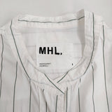 MHL. WORKWEAR STRIPE COTTON SHIRTING 595-5153500 サイズ1 定価23980円 長袖シャツ 25SS ホワイト グリーン レディース エムエイチエル【中古】5-1203M♪