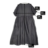 nest Robe 01172-1016-2 リネンギャザーワンピース 製品染め 日本製 半袖 ワンピース ブラック レディース ネストローブ【中古】6-0421S△