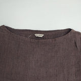 jujudhau リネン ボートネック 七分袖 ブラウス シャツ ブラウン レディース ズーズーダウ【中古】6-0614S∞