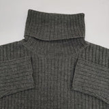 Midi-umi サイドスリット タートルネック セーター ニット グレー レディース ミディウミ【中古】6-0121T∞