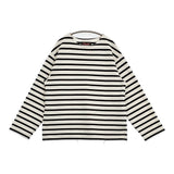 OUTIL TRICOT HABAS ボーダー ウールアクリル フランス製 サイズ0 長袖Ｔシャツ カットソー ロンＴ ホワイト ブラック レディース ウティ【中古】6-0224T♪