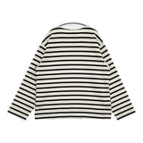 OUTIL TRICOT HABAS ボーダー ウールアクリル フランス製 サイズ0 長袖Ｔシャツ カットソー ロンＴ ホワイト ブラック レディース ウティ【中古】6-0224T♪