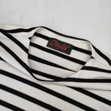 OUTIL TRICOT HABAS ボーダー ウールアクリル フランス製 サイズ0 長袖Ｔシャツ カットソー ロンＴ ホワイト ブラック レディース ウティ【中古】6-0224T♪