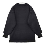 Guernsey Woollens ガンジーセーター イギリス製 ウール セーター ニット ブラック メンズ ガンジーウーレンズ【中古】6-0114T∞
