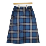 YORKLAND ウール チェック スカート ブルー レディース ヨークランド【中古】6-0114T∞