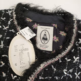 leur logette 未使用 ツイードジャケット Tweed 定価198000円 サイズ2 02382 ノーカラージャケット ブラック シルバー レディース ルール ロジェット/ルル ロジェッタ【中古】5-1203T♪