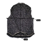 leur logette 未使用 ツイードジャケット Tweed 定価198000円 サイズ2 02382 ノーカラージャケット ブラック シルバー レディース ルール ロジェット/ルル ロジェッタ【中古】5-1203T♪