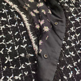 leur logette 未使用 ツイードジャケット Tweed 定価198000円 サイズ2 02382 ノーカラージャケット ブラック シルバー レディース ルール ロジェット/ルル ロジェッタ【中古】5-1203T♪