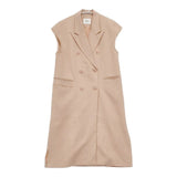 AMERI/STUDIOUS 別注 HERRINGBONE LONG JACKET VEST ヘリンボーン ロング ベスト ピンク レディース アメリ/ステュディオス【中古】6-0420M∞