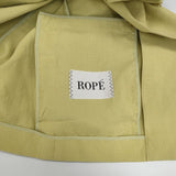 ROPE' リネンライクノーカラージャケット ベルト付き 撥水加工 ノーカラージャケット イエロー レディース ロペ【中古】6-0420M∞