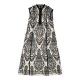 Ameri VINTAGE DAMASK EMBROIDERY LINEN DRESS 01210561051 サイズM ノースリーブ ワンピース アイボリー ブラック レディース アメリヴィンテージ【中古】5-1203S♪