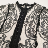 Ameri VINTAGE DAMASK EMBROIDERY LINEN DRESS 01210561051 サイズM ノースリーブ ワンピース アイボリー ブラック レディース アメリヴィンテージ【中古】5-1203S♪