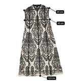 Ameri VINTAGE DAMASK EMBROIDERY LINEN DRESS 01210561051 サイズM ノースリーブ ワンピース アイボリー ブラック レディース アメリヴィンテージ【中古】5-1203S♪