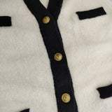 JOURNAL STANDARD TWEEDYカーディガン ウール 金ボタン カーディガン オフホワイト ブラック レディース ジャーナルスタンダード【中古】6-0122T∞