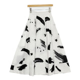 AMERI MEDI INK FLARE SKIRT 02010930350 ロングスカート ホワイト ブラック レディース アメリ【中古】6-0305M∞
