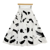 AMERI MEDI INK FLARE SKIRT 02010930350 ロングスカート ホワイト ブラック レディース アメリ【中古】6-0305M∞