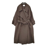 AMERI BIG COLLAR LONG COAT 01920750170 ベルト付き リネンコットン コート ブラウン レディース アメリ【中古】6-0122T∞