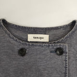 tumugu TB20146 綿麻 ワイドデニム ノーカラージャケット グレー レディース ツムグ【中古】6-0425M∞
