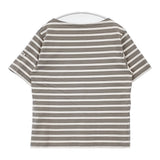 ORCIVAL ボーダー ボートネック コットン 日本製 サイズ1 半袖Ｔシャツ カットソー グレー オフホワイト レディース オーシバル/オーチバル【中古】6-0421S△