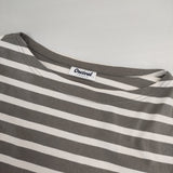 ORCIVAL ボーダー ボートネック コットン 日本製 サイズ1 半袖Ｔシャツ カットソー グレー オフホワイト レディース オーシバル/オーチバル【中古】6-0421S△