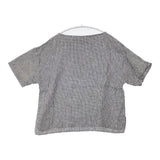 ORCIVAL リネン チェック柄 ボートネック 半袖プルオーバー 日本製 ブラウス シャツ ブラック ホワイト レディース オーシバル/オーチバル【中古】6-0421S△