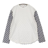 BEAMS BOY チェッカープリントロングスリーブTシャツ 定価9680円 長袖Ｔシャツ カットソー ロンＴ 24SS ホワイト ネイビー レディース ビームスボーイ【中古】5-1203M♪