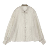 veritecoeur Wide Chest Shirt レギュラーカラーボックスシルエットシャツ 定価19800円 ストライプ オフホワイト ブラック レディース ヴェリテクール【中古】5-1203M♪