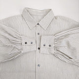 veritecoeur Wide Chest Shirt レギュラーカラーボックスシルエットシャツ 定価19800円 ストライプ オフホワイト ブラック レディース ヴェリテクール【中古】5-1203M♪