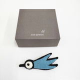 mina perhonen joy tori フェルト コサージュ ブローチ ライトブルー ブラック レディース ミナペルホネン【中古】5-1203G♪