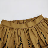 mina perhonen ribbon stick 刺繍 ギャザー サイズ40 定価71500円 aca5393 ロングスカート 24AW ブラウン レディース ミナペルホネン【中古】5-1203G♪