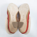 mina perhonen 未使用 prima neve ムートン レザー ボア ブーティー 24.5cm 定価52500円 ブーティ レッド レディース ミナペルホネン【中古】5-1203T♪