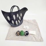 mina perhonen snow candle tori bag ra9759 トリバッグ たまご付き レザー トートバッグ ネイビー レディース ミナペルホネン【中古】5-1203G♪