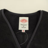 Danton カラーレスコート フリース サイズ36 定価20350円 ロングカーディガン コート ブラック レディース ダントン【中古】5-1219T♪