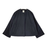 nicholson and nicholson ウール ノーカラー サイズ38 ノーカラージャケット ネイビー レディース ニコルソンアンドニコルソン【中古】5-1219T♪