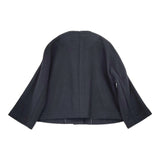 nicholson and nicholson ウール ノーカラー サイズ38 ノーカラージャケット ネイビー レディース ニコルソンアンドニコルソン【中古】5-1219T♪